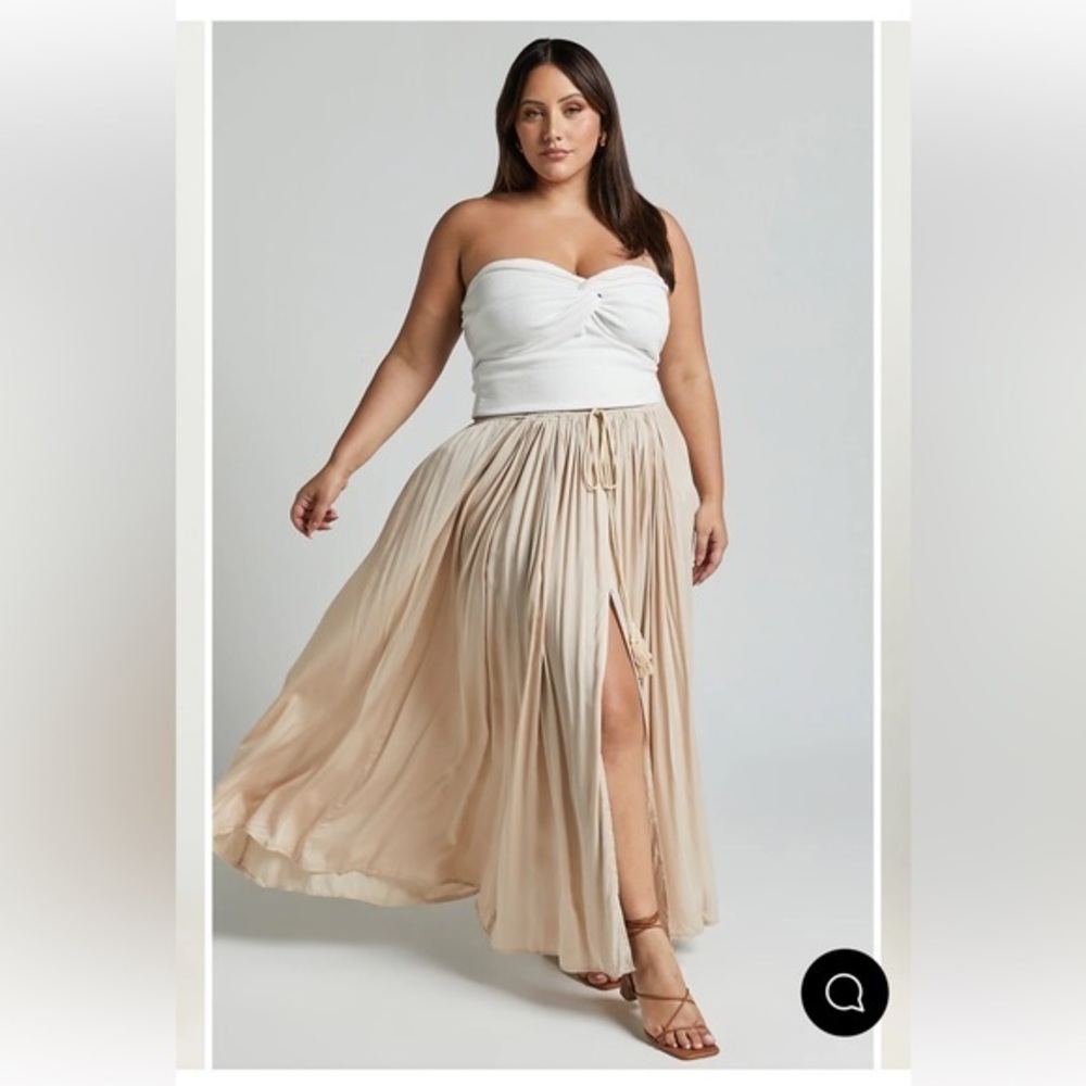 Showpo under the twilight boho Beige A-Line Skirt tassel tie slit